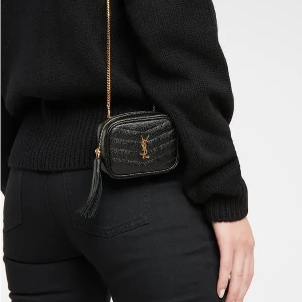 Saint Laurent Baby Lou Grained Zip Wallet Black